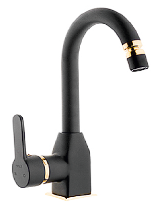 GOLD & SİYAH LOTUS KUĞU LAVABO BATARYASI